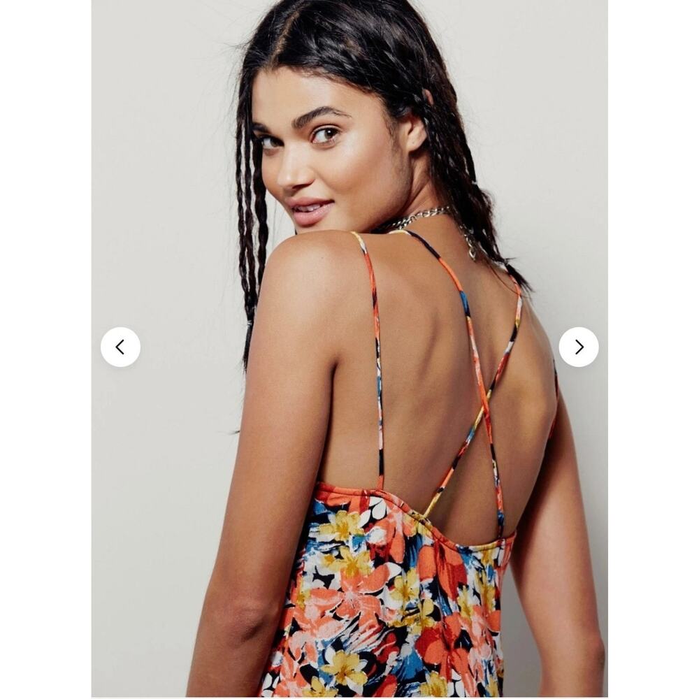 New Free People Mulberry Strappy Keyhole Floral Maxi Dress Size Small Boho Coral - Picture 5 of 6